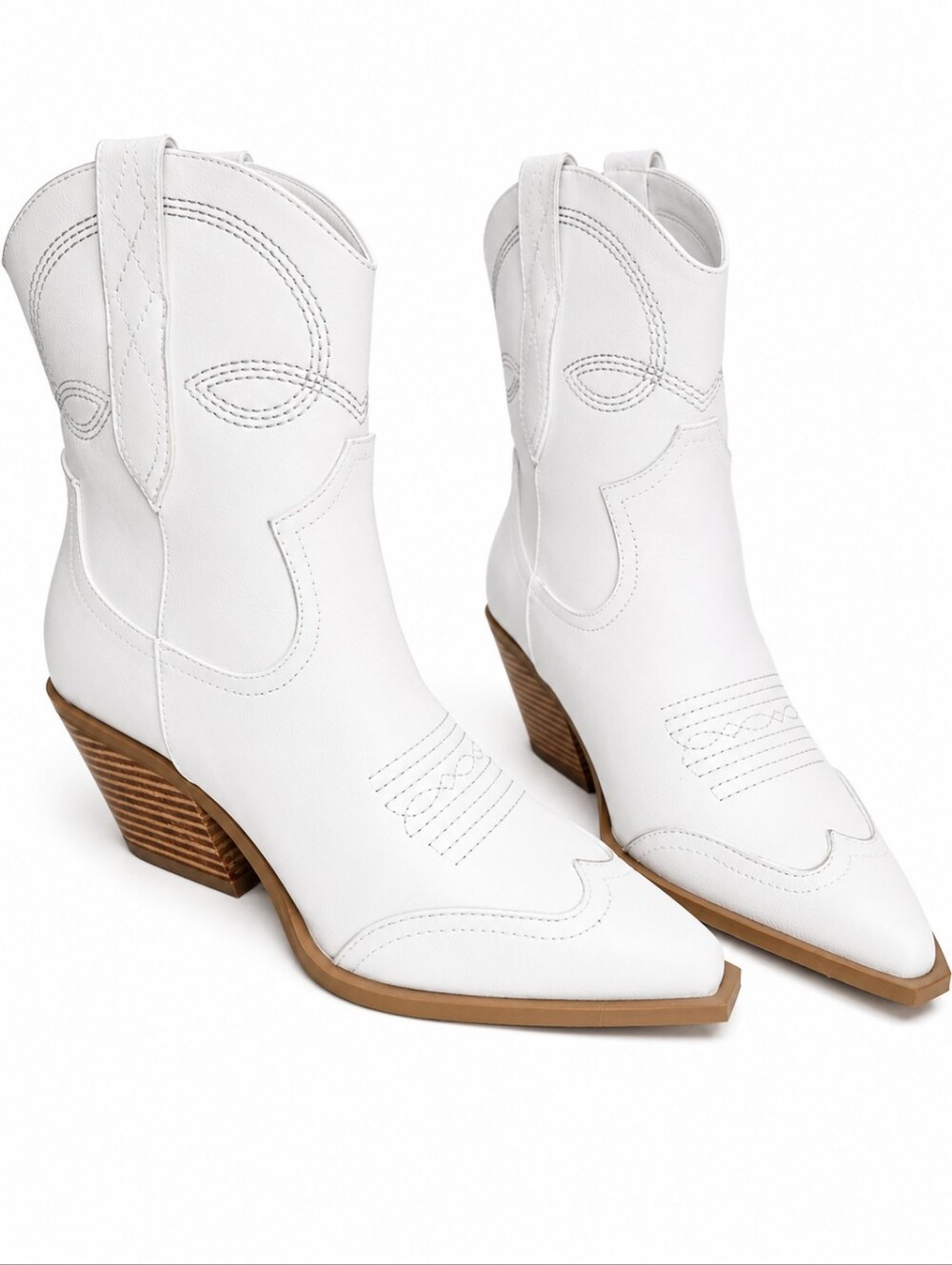Billini Womens White Western Ankle Boots Size 8